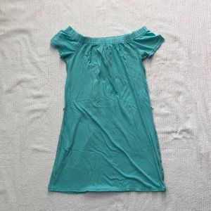 Vintage Beach Tees | Aqua Off The Shoulder Dress
